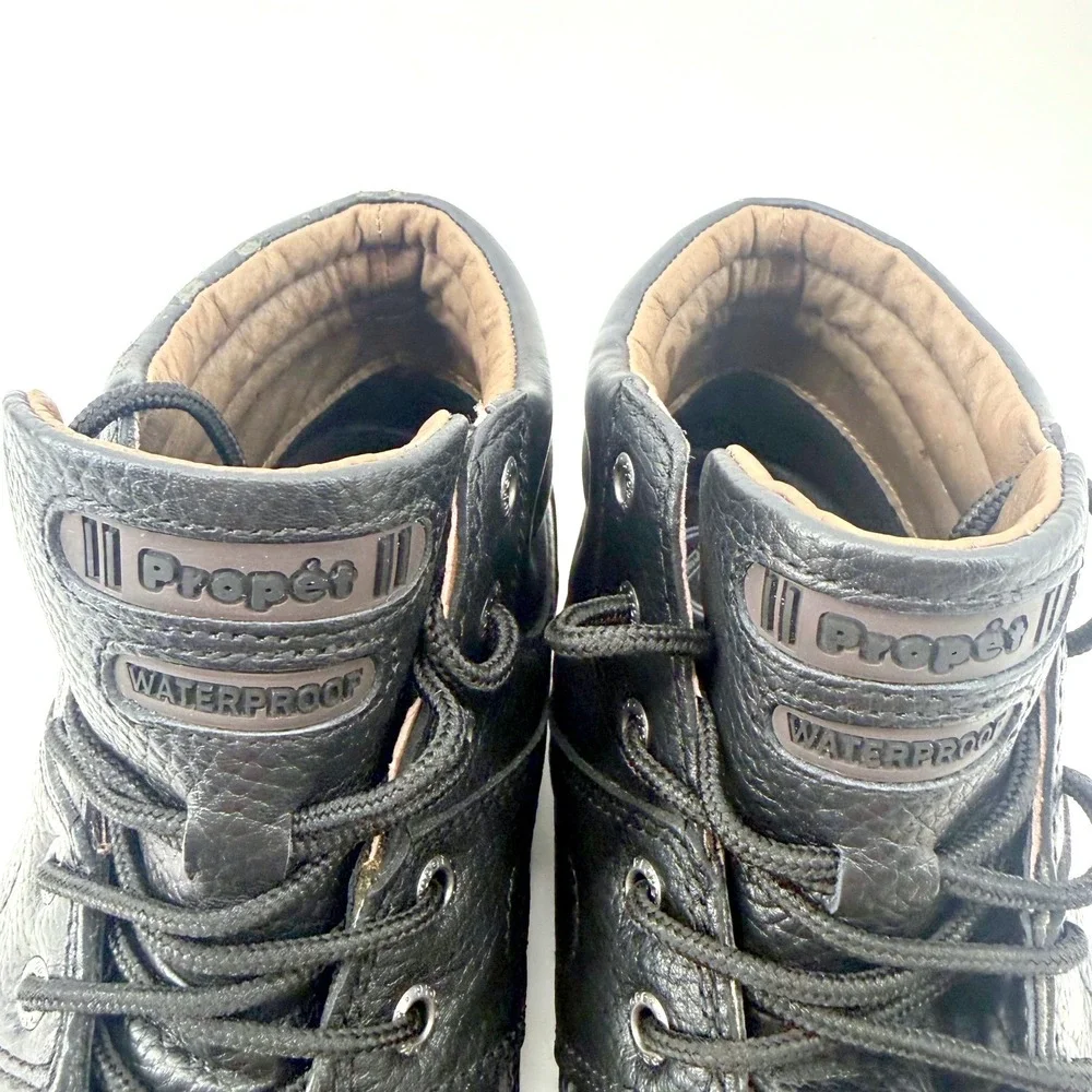Propet Waterproof Hiking Boots Mens Black Leather Sealtex Mid Top Lace Up Work